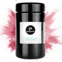 Produktbild von 1A REINSTOFFE - Vitamin B12 – 365 Kapseln – Jahrespackung - 500µg Methylcobalamin – aktivierte und bioaktive Form – hochdosiert & vegan – Ohne Zusätze - hochwertige Kapseln im Glas