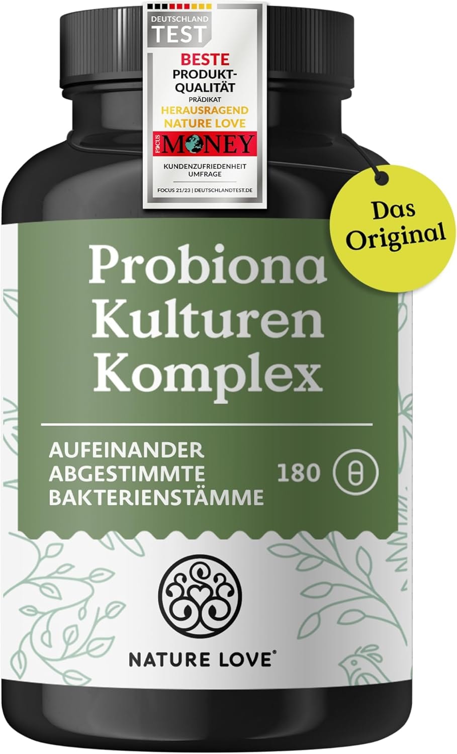 Produktbild von Bewertung Nature Love Probiona Komplex Probiotika Bakterienstämme mit Ballaststoffe für die Darmflora 300 Mrd. KBE je Gramm magensaftresistent und vegan mit Lactobacillus und Bifidobakterien hochdosierte 20 Mrd KBE je Tagesdosis 3 Monate