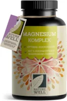 Produktbild von Bewertung NATUREWELL Magnesium Komplex 180 Kapseln 400 mg Magnesium pro Tag aus 5 hochwertigen Magnesium-Formen Magnesium-Oxid Citrat Bisglycina, Malat & Ascorbat optimale Bioverfügbarkeit Vorrat für 3 Monate