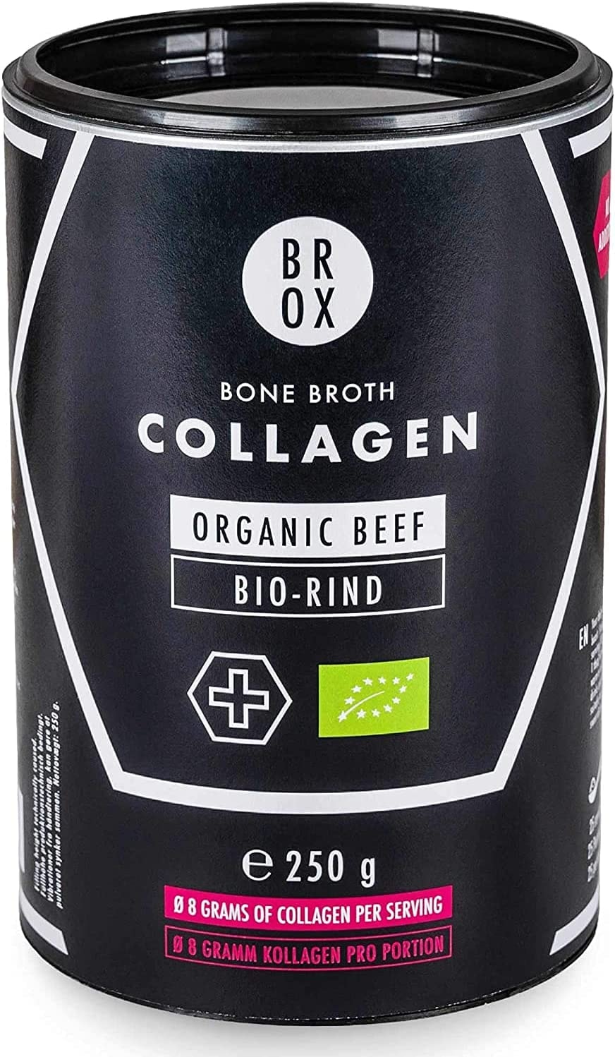 Produktbild von Bewertung Brox Premium Bio Collagen Pulver Bio-Rind 250g 100% reines bioaktives Kollagen aus Bio-Rind Peptide Typ 1,2,3 mit neutralem Geschmack Perfekt für Haut, Haare, Falten, Cellulite, Sport