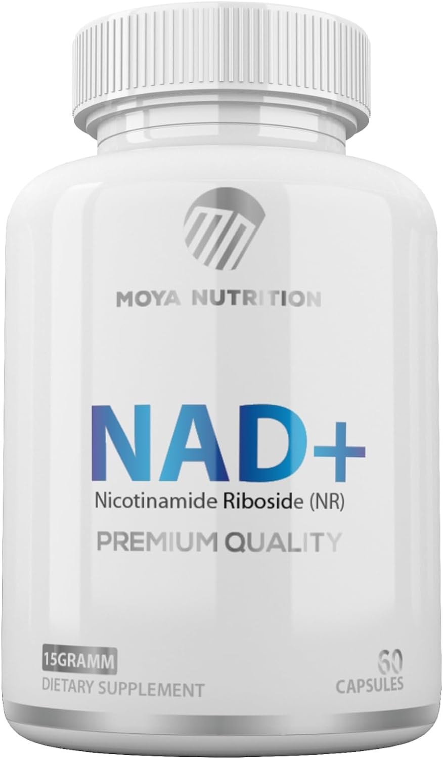 Produktbild von Bewertung MN MOYA NUTRITION NAD+ Nicotinamide Riboside Chloride 60 Kapseln 15 Gramm pure Pulver NMN Ersatz für AntiAging und mehr Energie Vegan und Glutenfrei NAD Booster Vitalität