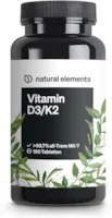 Produktbild von Bewertung natural elements Vitamin D3 Vitamin K2 Kapseln 5.000 I.E. 180 Tabletten Premium 99,7% All Trans MK7 K2VITAL® von Kappa Vitamin D3 hochdosiert