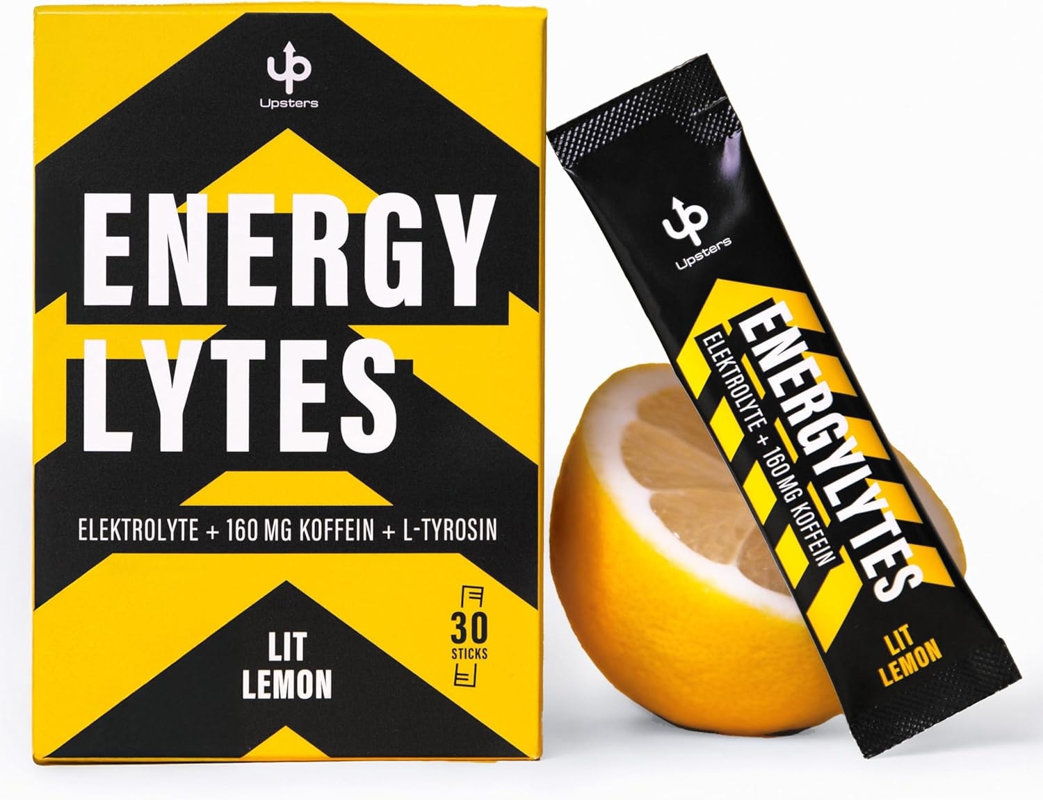 Produktbild von Bewertung Upsters Energylytes Lit Lemon Elektrolyt Pulver mit 160 mg Koffein & L-Tyrosin Zuckerfrei Hydration & Fokus für Sport Arbeit & aktive Tage 30 Portionen