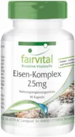 Produktbild von fairvital Eisen-Komplex 25mg Kapseln - HOCHDOSIERT - VEGAN - 90 Kapseln
