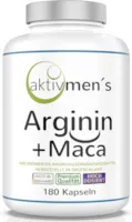 Produktbild von Bewertung aktivmen´s Arginin Maca hochdosiert für stark aktive Männer von Experten laborgeprüft 180 Kapseln VEGAN pflanzlich L-Arginin Base Maca Wurzel Extrakt 20:1