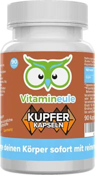 Produktbild von Vitamineule Kupfer Kapseln 4 mg hochdosiert & vegan Kupfergluconat ohne künstliche Zusätze - kleine Kapseln statt große Tabletten - Qualität aus Deutschland - Vitamineule®