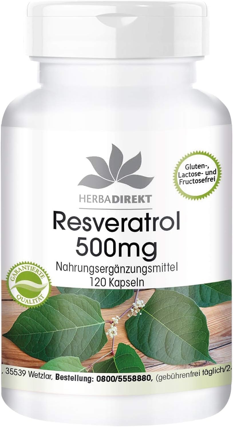 Produktbild von Bewertung WARNKE VITALSTOFFE HERBA DIREKT Resveratrol 500mg Hochdosiert Knöterich-Extrakt 120 Kapseln
