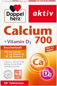Produktbild von Doppelherz Calcium 700 + Vitamin D3 – Calcium zur Unterstützung des normalen Knochenerhaltes – 30 Tabletten