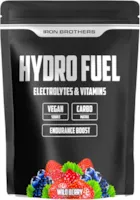 Produktbild von Bewertung Iron Brothers Hydro Fuel Elektrolyt Pulver von Iron Brothers 400g Vegan Intra Workout Isotonische Mineralien Komplex mit Magnesium, Vitamin C und Kohlenhydraten für Rehydration bei Cardio mit Geschmack Waldbeere