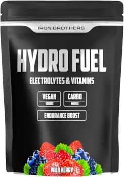 Produktbild von Bewertung Iron Brothers Hydro Fuel Elektrolyt Pulver von Iron Brothers 400g Vegan Intra Workout Isotonische Mineralien Komplex mit Magnesium, Vitamin C und Kohlenhydraten für Rehydration bei Cardio mit Geschmack Waldbeere