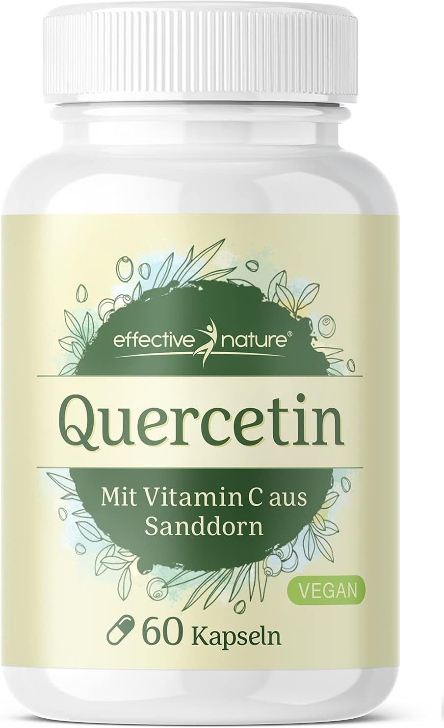 Produktbild von Bewertung effective nature Quercetin hochdosiert mit 500 mg pro Tag 60 vegane Kapseln Reicht für 30 Tage 500 mg mit Vitamin C - Ohne unerwünschte Zusätze