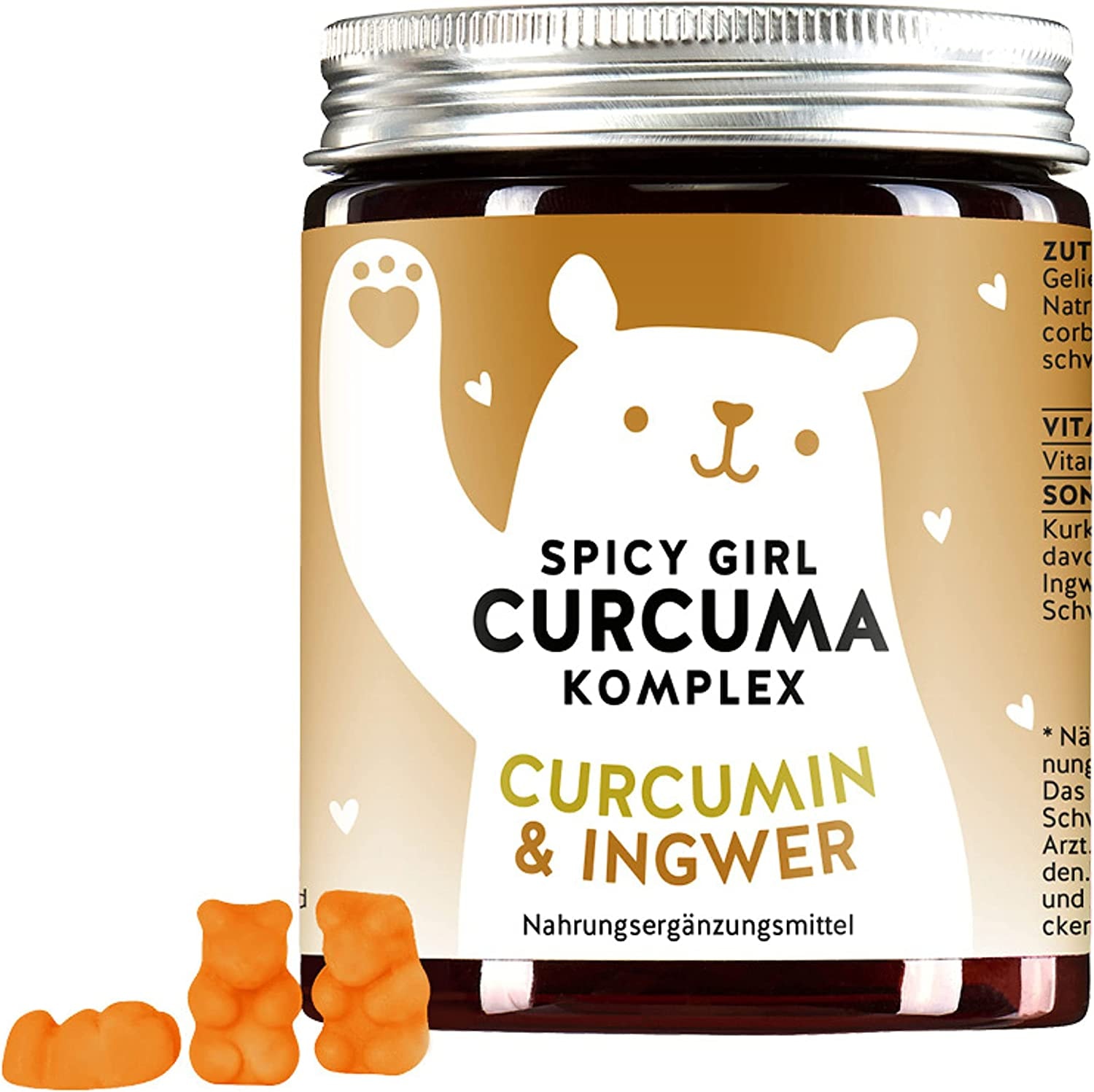 Produktbild von Bears with Benefits - Allrounder für Immunsystem und Körper - Superfood Kurkuma - Schwarzer Pfeffer, Ingwer, Vitamin C - Gummibärchen (60 St) - Bears with Benefits Spicy Girl Curcuma Komplex