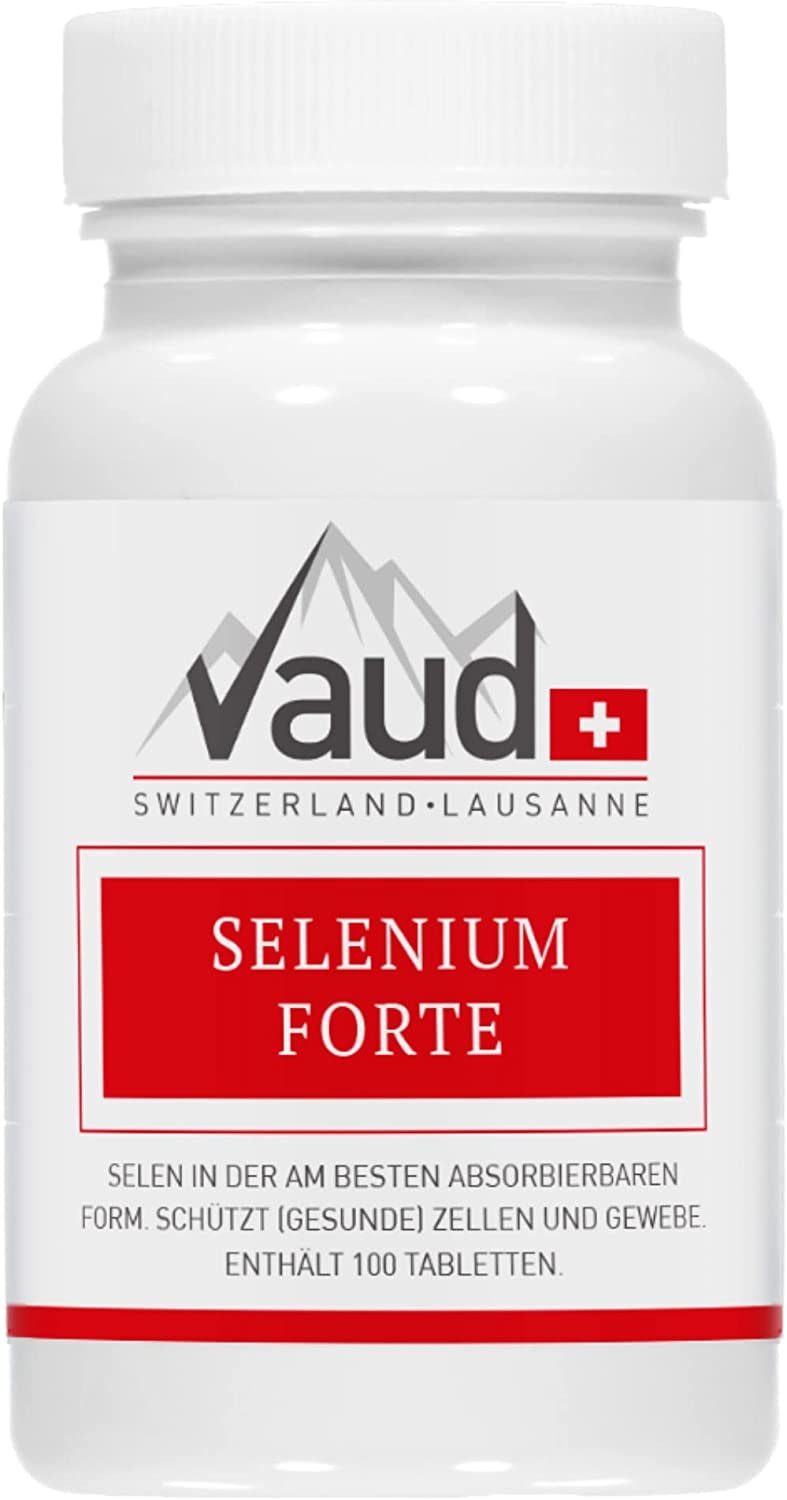 Produktbild von Vaud - Selenium Forte | Selen | Selen 200µg | Selen Hochdosiert | 100 Tabletten, Hochdosiert, Vegan, 100% natürlich, Schweizer Qualität