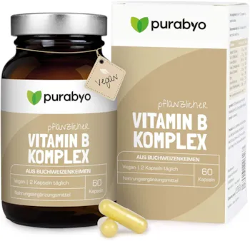 Purabyo Vitamin B Komplex in Buchweizen | im Glas | natürlich | vegan | hochdosiert | Alle B Vitamine mit Vitamin B12