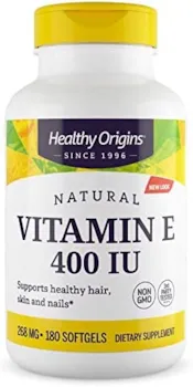 Healthy Origins, Natural Vitamin E, 400IU, 180 Weichkapseln, Laborgeprüft, Glutenfrei, Ohne Gentechnik