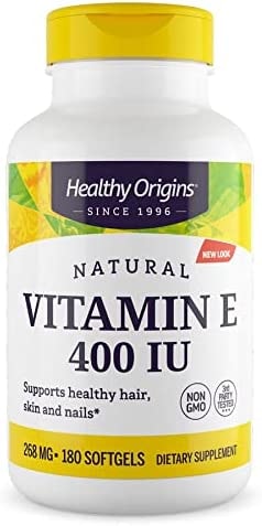 Produktbild von Healthy Origins, Natural Vitamin E, 400IU, 180 Weichkapseln, Laborgeprüft, Glutenfrei, Ohne Gentechnik