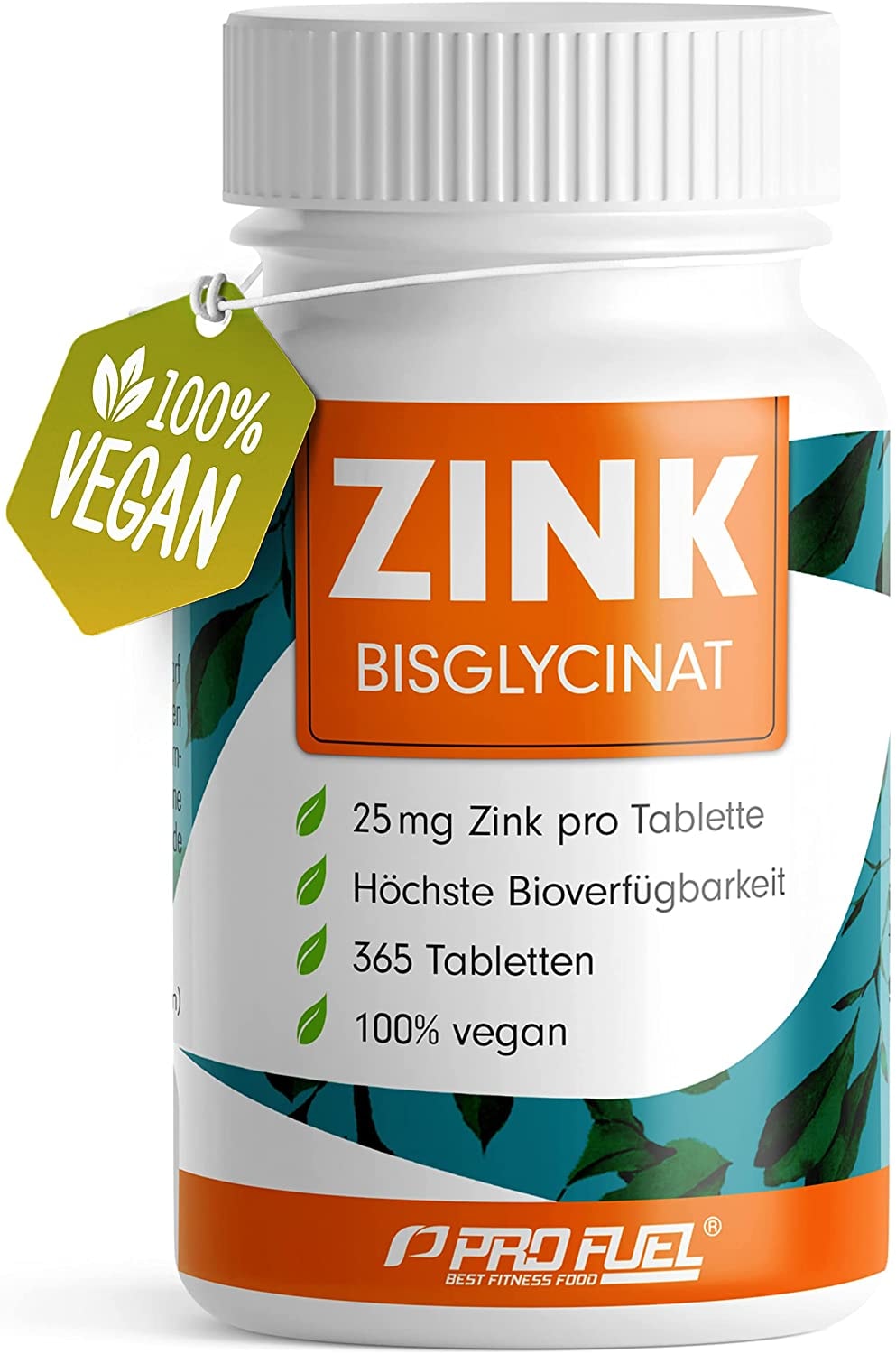 Produktbild von ‎ProFuel Zink 25mg Zink Bisglycinat Zink-Chelat für höchste Bioverfügbarkeit laborgeprüft hochdosiert ohne unerwünschte Zusatzstoffe