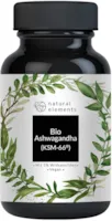 Produktbild von natural elements Bio-Ashwagandha KSM-66® Premiumrohstoff 180 Kapseln mit überdurchschnittlicher Reichweite original indische Schlafbeere natürlich laborgeprüft vegan hochdosiert in Deutschland produziert