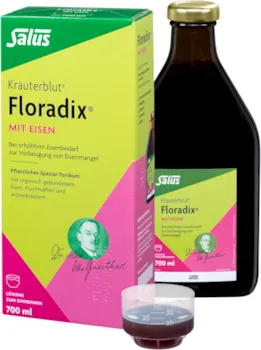 Produktbild von Bewertung Floradix Kräuterblut Eisen Lösung mit Vitamin C Extrakten biozertifiziert zum Einnehmen bei erhöhtem Eisenbedarf zur Vorbeugung von Eisenmangel pflanzliches Tonikum wertvollen Kräuterauszügen und Vitamin C