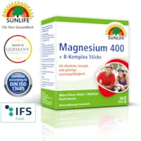Produktbild von SUNLIFE Magnesium 400 + B-Komplex Sticks: für Muskeln, Nerven und mehr Energie, 20 Sticks à 2,5g