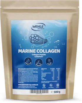 Wehle Sports Marine Kollagen Pulver 500g Bioaktive Collagen Hydrolysat Peptide Markenrohstoff CollaPure Wehle Sports Fisch Kollagen Neutral
