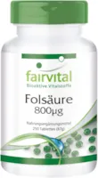 Produktbild von fairvital - Folsäure 800µg - Für Kinderwunsch, Schwangerschaft & Stillzeit - VEGAN - Hochdosiertes Vitamin B9 - 250 Tabletten