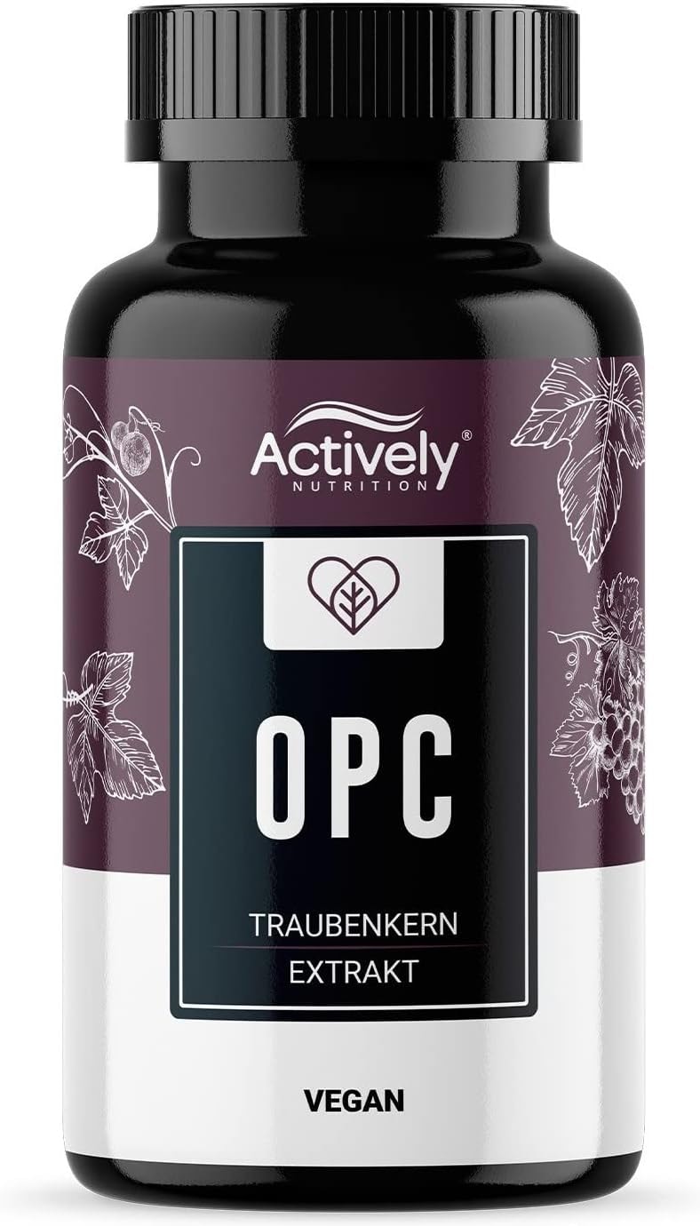 Produktbild von Bewertung Actively NUTRITION OPC Traubenkernextrakt 240 Kapseln sehr hochdosiert mit 1000mg Extrakt und 670mg natürlich reinem OPC je Tagesdosis nach HPLC laborgeprüftes OPC aus europäischen Weintrauben vegan