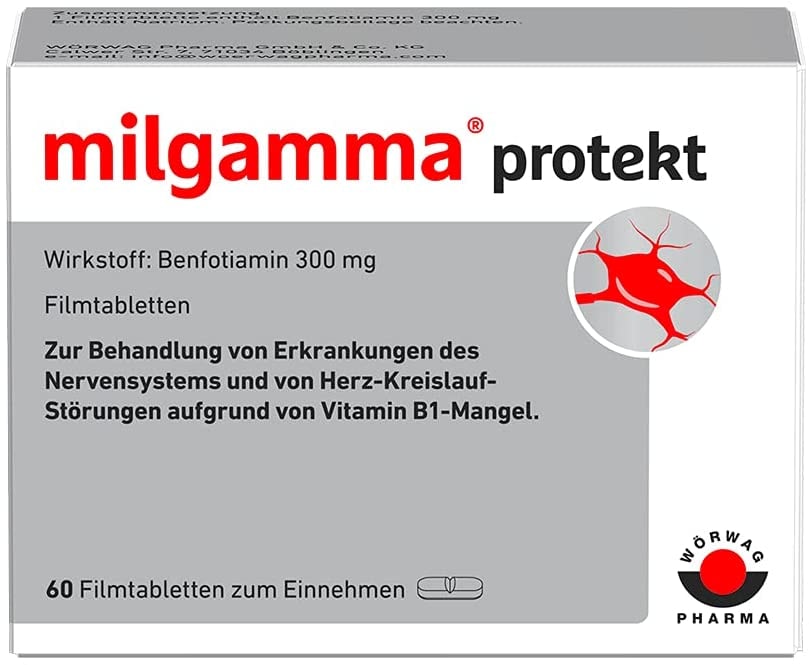 Produktbild von milgamma protekt Vitamin B1 Filmtabletten : Bei einer auf einem Vitamin-B1-Mangel beruhenden Neuropathie, Geeignet für Diabetiker, mit Benfotiamin, 60 Stück