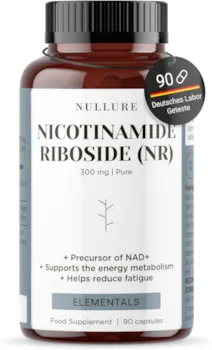 Produktbild von Bewertung NULLURE Nicotinamide Riboside (NR) Nullure NAD+ Vorläufer Nicotinamid Ribosid 300mg Deutsches Labor Getestet Vegan | Antifatigue · Anti-Ageing · Energie | NMN Alternative | 90 Kapseln (3 Monate)