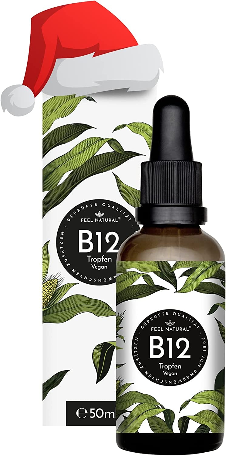 Produktbild von Feel Natural Vitamin B12 - 50 ml (900 Tropfen) - Mit beiden aktiven Formen Methyl-& Adenosylcobalamin. Laborgeprüft. Vegan. Ohne Zusätze. In Deutschland produziert