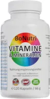 Produktbild von BoNutri - 23 Vitamine & Mineralien Mineralstoffe 120 vegane Kapseln Multivitamin 2-Monatsbedarf Ohne Magnesiumstearat Vegan Glutenfrei Laktosefrei Beste Qualität