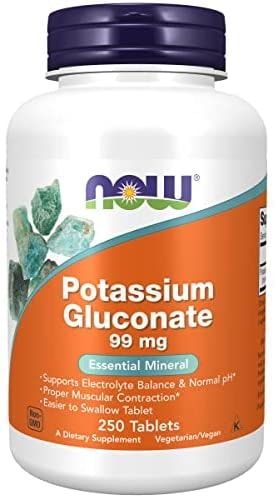 Produktbild von Now Foods Potassium Gluconate (Kaliumgluconat), 99mg, 250 vegane Tabletten, Laborgeprüft, Glutenfrei, Sojafrei, Vegetarisch, Ohne Gentechnik, für Blutdruck, Muskeln und Nerven