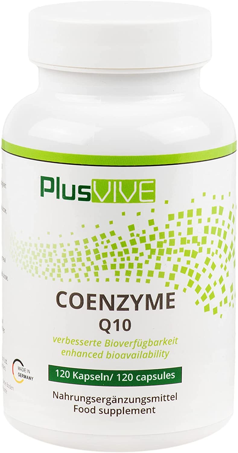 Produktbild von PlusVive Coenzym Q10 Kapseln hochdosiert 200 mg Coenzym pro Kapsel mit Bioverfügbarkeitsmatrix 120 vegane Kapseln