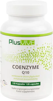 Produktbild von PlusVive Coenzym Q10 Kapseln hochdosiert 200 mg Coenzym pro Kapsel mit Bioverfügbarkeitsmatrix 120 vegane Kapseln