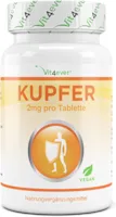 Produktbild von Vit4ever Kupfer - 365 Tabletten mit jeweils 2 mg - 1 Jahresvorrat - Laborgeprüft - Hohe Bioverfügbarkeit - Kupfergluconat - Hochdosiert - Vegan - Ohne unerwünschte Zusätze