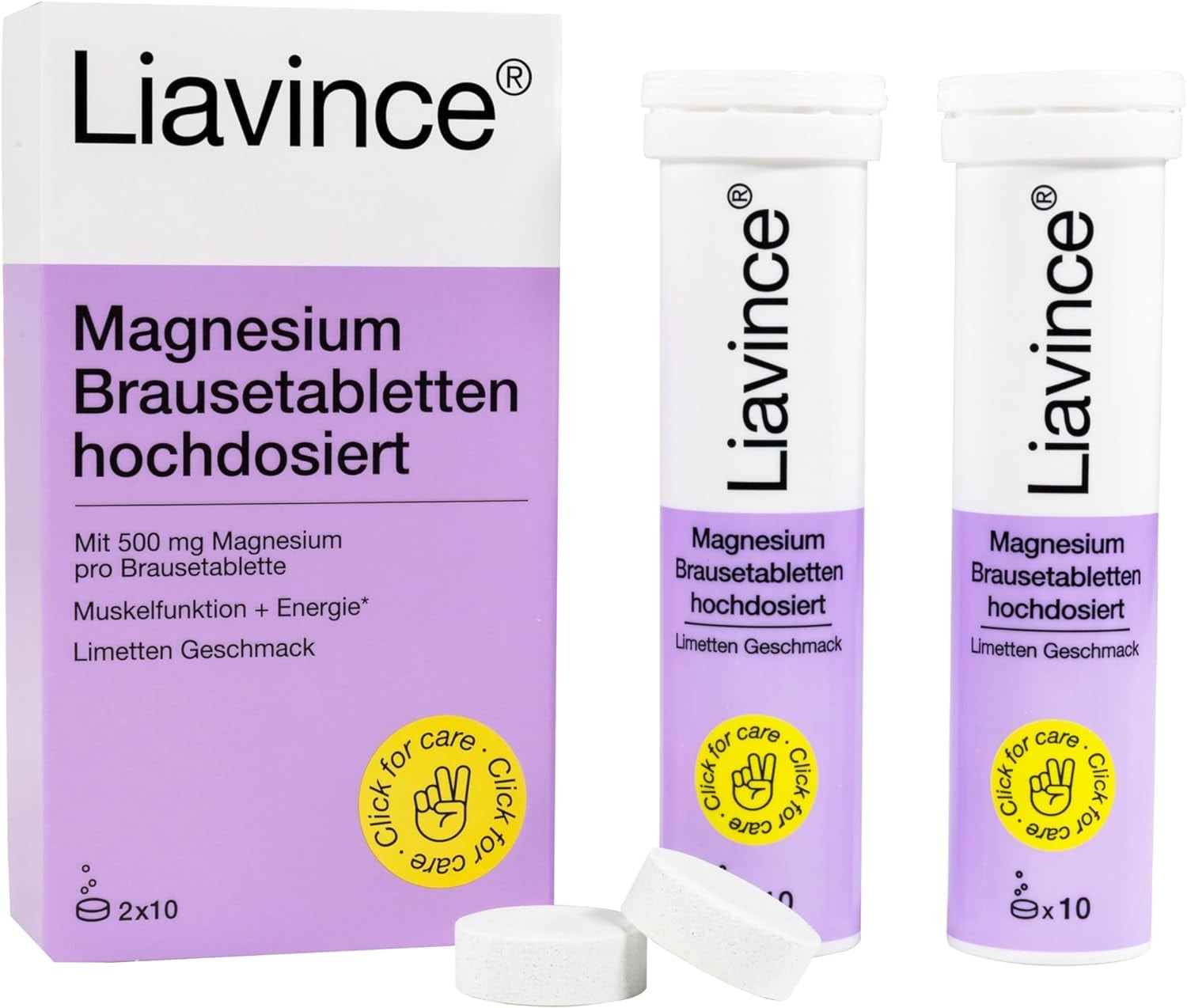 Produktbild von Bewertung Liavince Magnesium Brausetabletten hochdosiert Vorratspackung mit 120 Brausetabletten Limetten Geschmack Versorgung mit Magnesium in höherer Dosierung ohne Zuckerzusatz Glutenfrei Laktosefrei