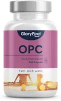 Produktbild von GloryFeel OPC Traubenkernextrakt 360 Kapseln 1.000mg reines OPC pro Tagesdosis + Vitamin C - 95% Echt-OPC-Gehalt - Aus Original französischen Weintrauben - Laborgeprüft, Vegan in Deutschland hergestellt