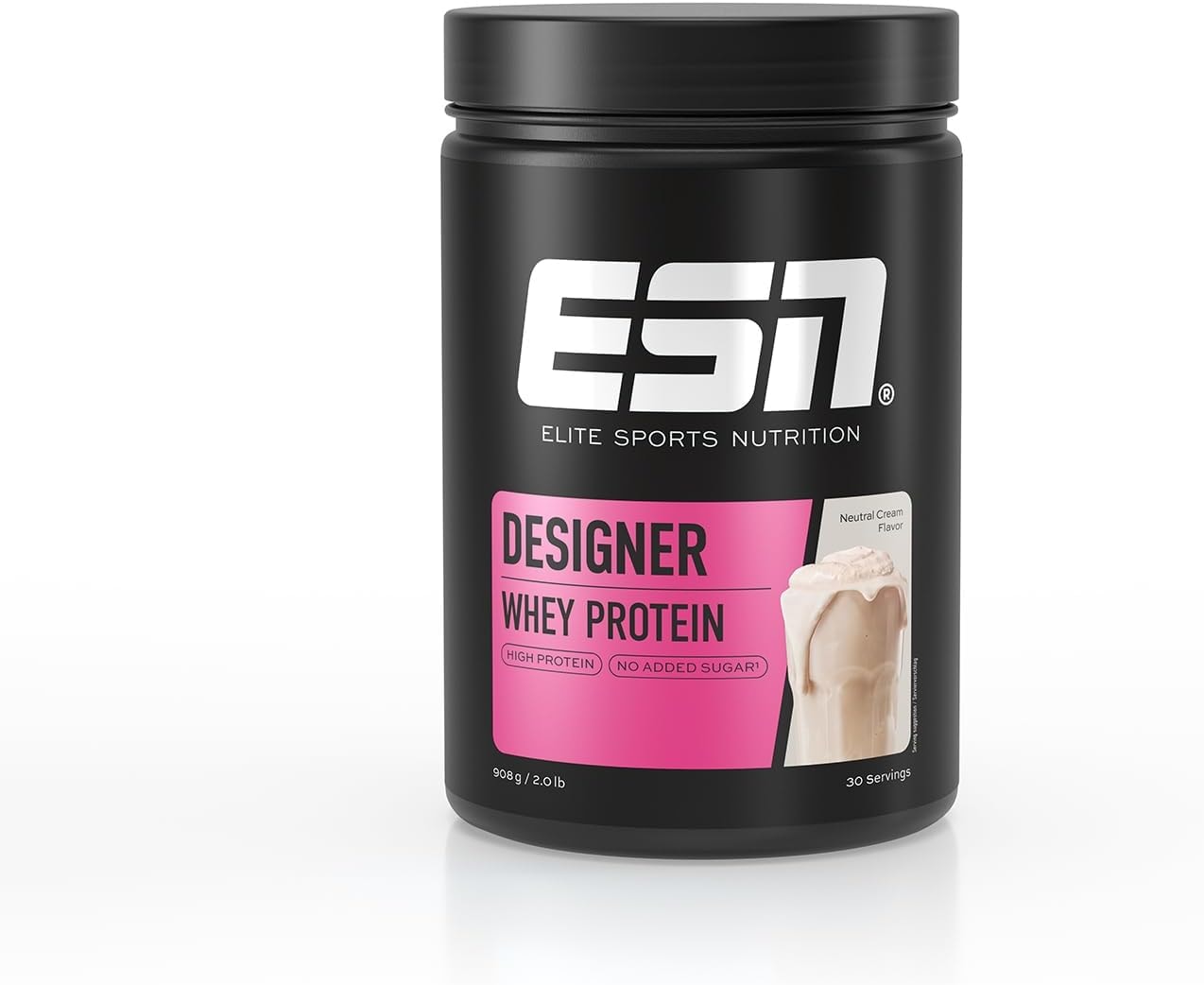 Produktbild von Bewertung ESN Designer Whey Protein Pulver Molkeproteinkonzentrat und Calciumcaseinat neutral, 908g Dose