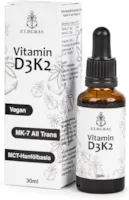 Produktbild von Elbgras Vitamin D3-K2 Vegan - 99,7% All-Trans MK-7 - K2Vital von Kappa® - Vitamin D3 aus Flechten - Pro Tropfen 25µg D3 und 20µg K2