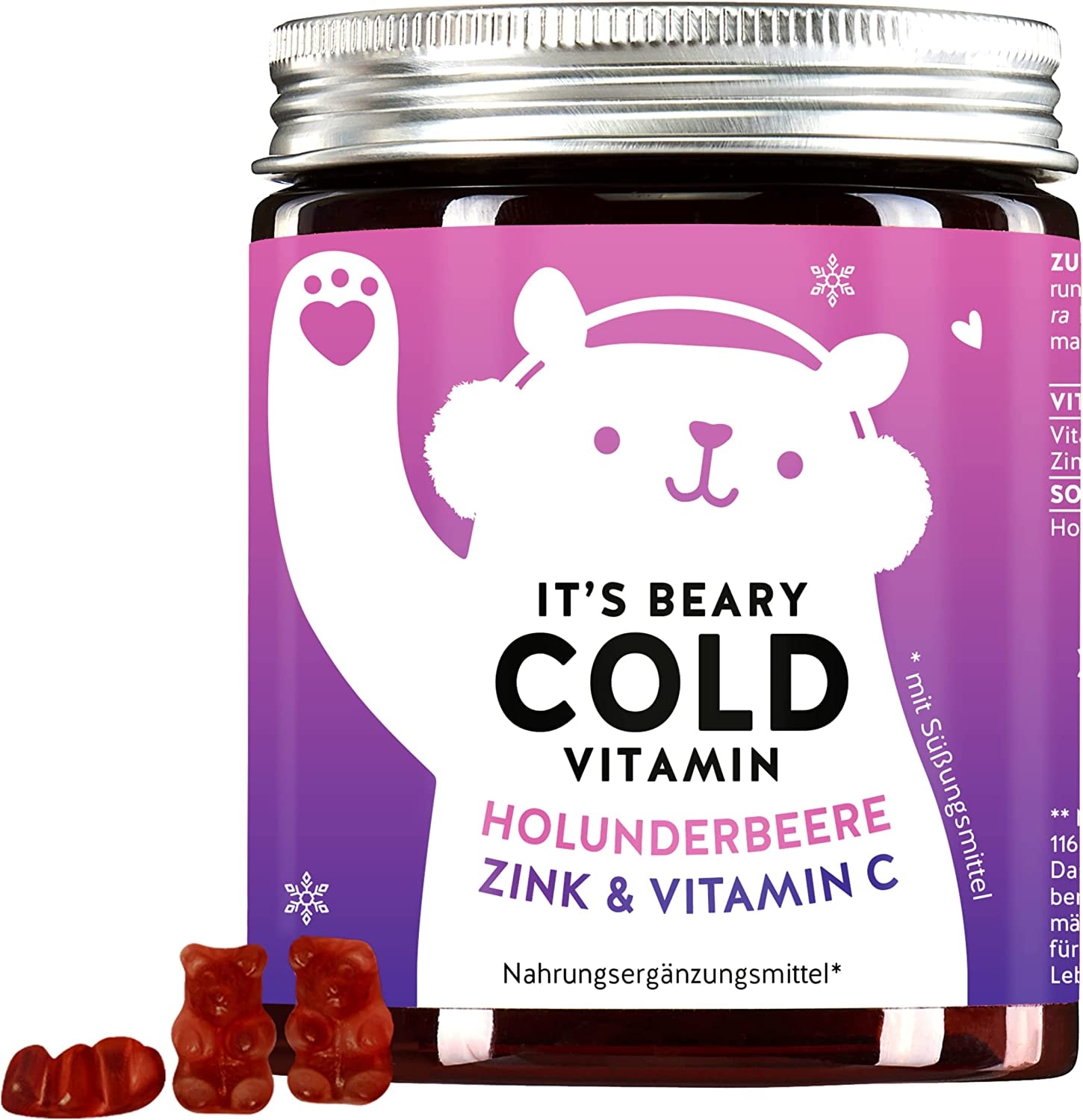 Produktbild von Bears with Benefits - Immun Abwehr - Gummibärchen bei Erkältung für Kinder & Erwachsene - Holunderblüte, Zink, Vitamin C, Honig - 60St Monatsvorrat- It’s Beary Cold Bears with Benefits