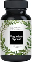 Produktbild von natural elements Magnesiumglycinat Premium Chelatiertes Magnesium 180 Kapseln 100mg elementares Magnesium pro Kapsel Laborgeprüft vegan hochdosiert