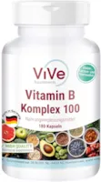 ViVe Supplements Vitamin B Komplex hochdosiert - 180 Kapseln - B 100 Komplex Forte - Vegan