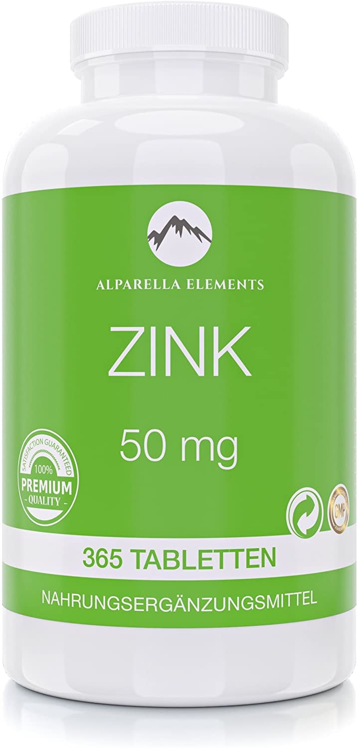 Produktbild von Alparella Elements Zink Tabletten  - 365 Tabletten VEGAN und MADE IN GERMANY - Nahrungsergänzungsmittel mit 50 mg hochdosiert