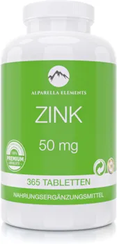 Produktbild von Alparella Elements Zink Tabletten - 365 Tabletten VEGAN und MADE IN GERMANY - Nahrungsergänzungsmittel mit 50 mg hochdosiert
