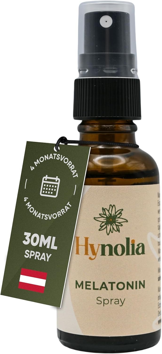 Produktbild von Bewertung Hynolia Naturprodukte Melatonin Spray 30ml Glas für Kinder & Erwachsene 100% Vegan & Natürlich mit wertvollen Pflanzen Extrakte 0,5 mg pro Sprühstoß Einschlafspray für verkürzte Einschlaf Zeit