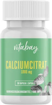 Vitabay Calciumcitrat 1000 mg 90 Kapseln Hochdosiert, Natürlich und Organisch Bioverfügbar Wird schnell und leicht absorbiert • Made in Germany