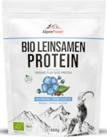 AlpenPower BIO LEINSAMENPROTEIN aus Österreich 600g I 100% reines Leinsamenprotein ohne Zusatzstoffe I Vegan & Low Carb I Hochwertiges Eiweißpuvler I Vielseitig anwendbar