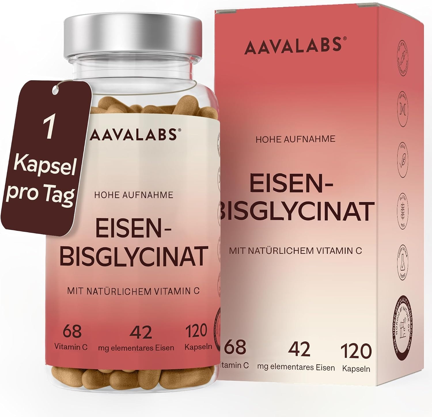 Produktbild von Bewertung AAVALABS Eisenbisglycinat und Vitamin C