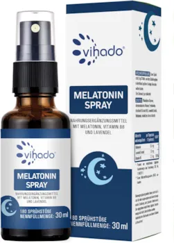 Produktbild von Vihado Melatonin Spray - Premium: Bis zu 5-fach höher dosiert - 180 Tage Vorrat - Melatonin Spray hochdosiert mit Lavendel ohne Alkohol - vegan, 30 ml - schlaf