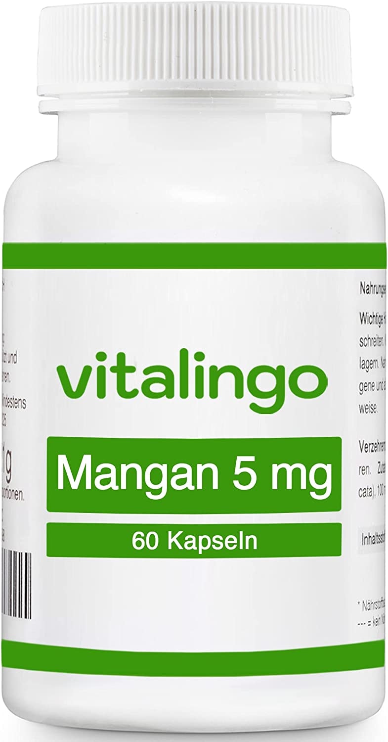 Produktbild von vitalingo Mangan 5mg Kapseln Hochdosiert 60 Kapseln à 550mg